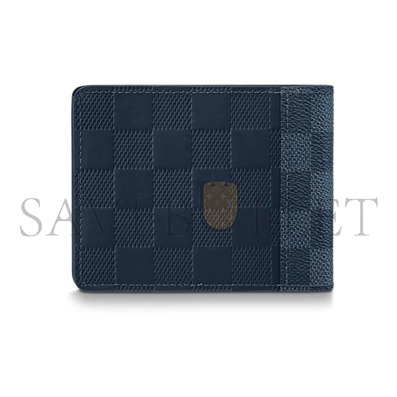 LOUIS VUITTON PORTEFEUILLE SLENDER CHECKERED FLAP CLOSURE COWHIDE LEATHER AND CANVAS WALLET N60544 (11.5*9cm)